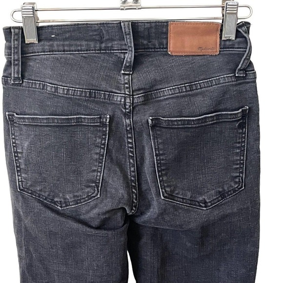 Madewell Cali Demi-Boot Jeans 23 Berkeley Black Raw Chewed Hem Stretch - Picture 7 of 11